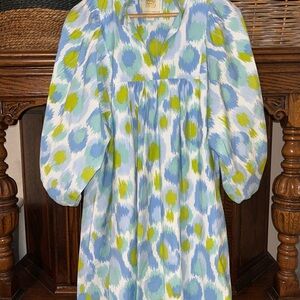 Stylish Blue and Green Patterned Dress Emily McCarthy size medium